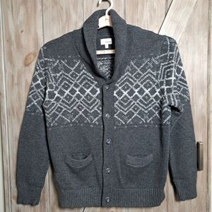 Sonoma Goods For Life Mens Shawl Collar Sweater XL Gray Button Up Nordic Dadcore